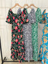 Summer Floral Puffer Sleeves Long Tiered Maxi Dress